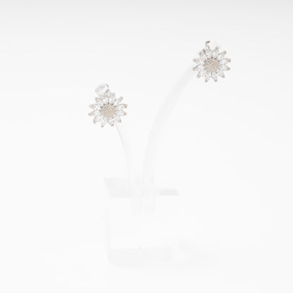 Silver 925 Flower Earrings with Marquise CZ Petals — Kabluchka