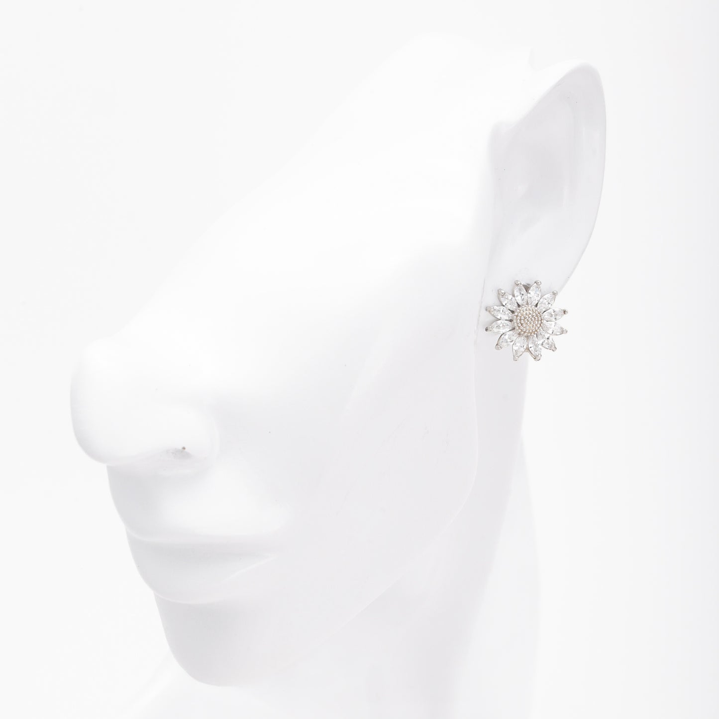 Silver 925 Flower Earrings with Marquise CZ Petals — Kabluchka