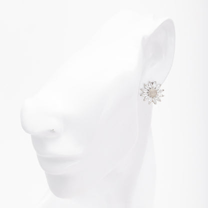 Silver 925 Flower Earrings with Marquise CZ Petals — Kabluchka