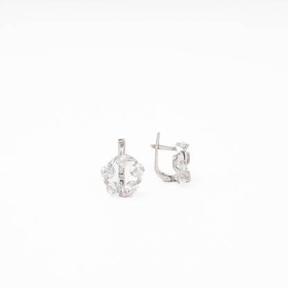 Silver 925 CZ Cluster Earrings angled — Kabluchka