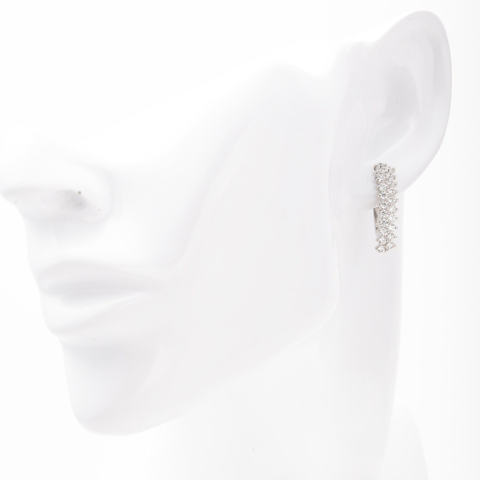 Silver 925 CZ Ear Crawler Earrings pair view — Kabluchka