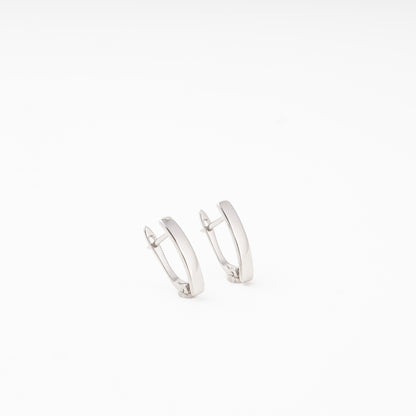 Silver 925 Oval Hoop Earrings Side View — Kabluchka