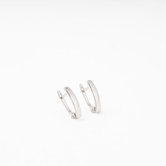 Silver 925 Oval Hoop Earrings Side View — Kabluchka