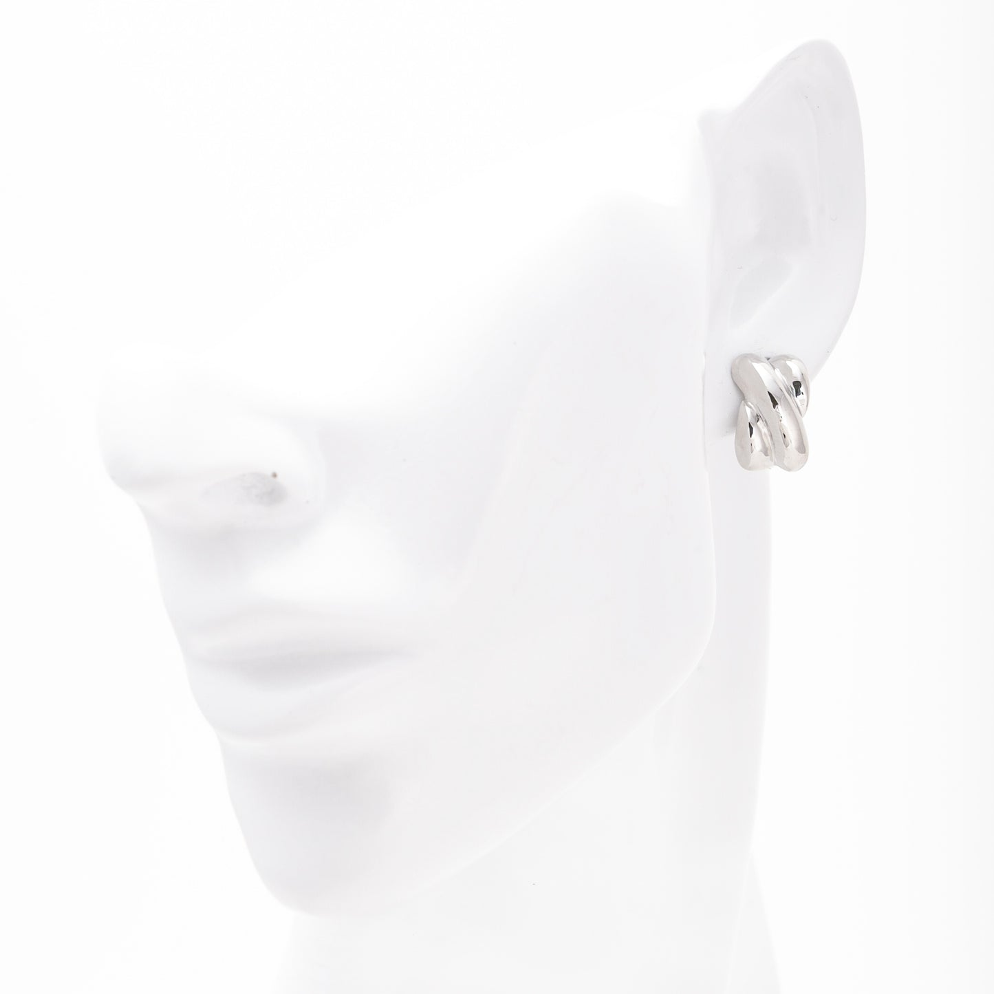 Silver 925 Chunky Oval Hoop Earrings Side View — Kabluchka