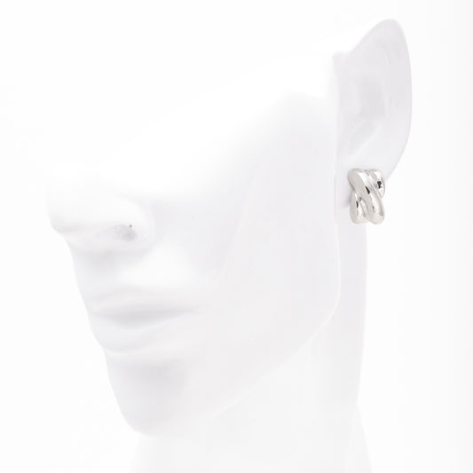 Silver 925 Chunky Oval Hoop Earrings Side View — Kabluchka
