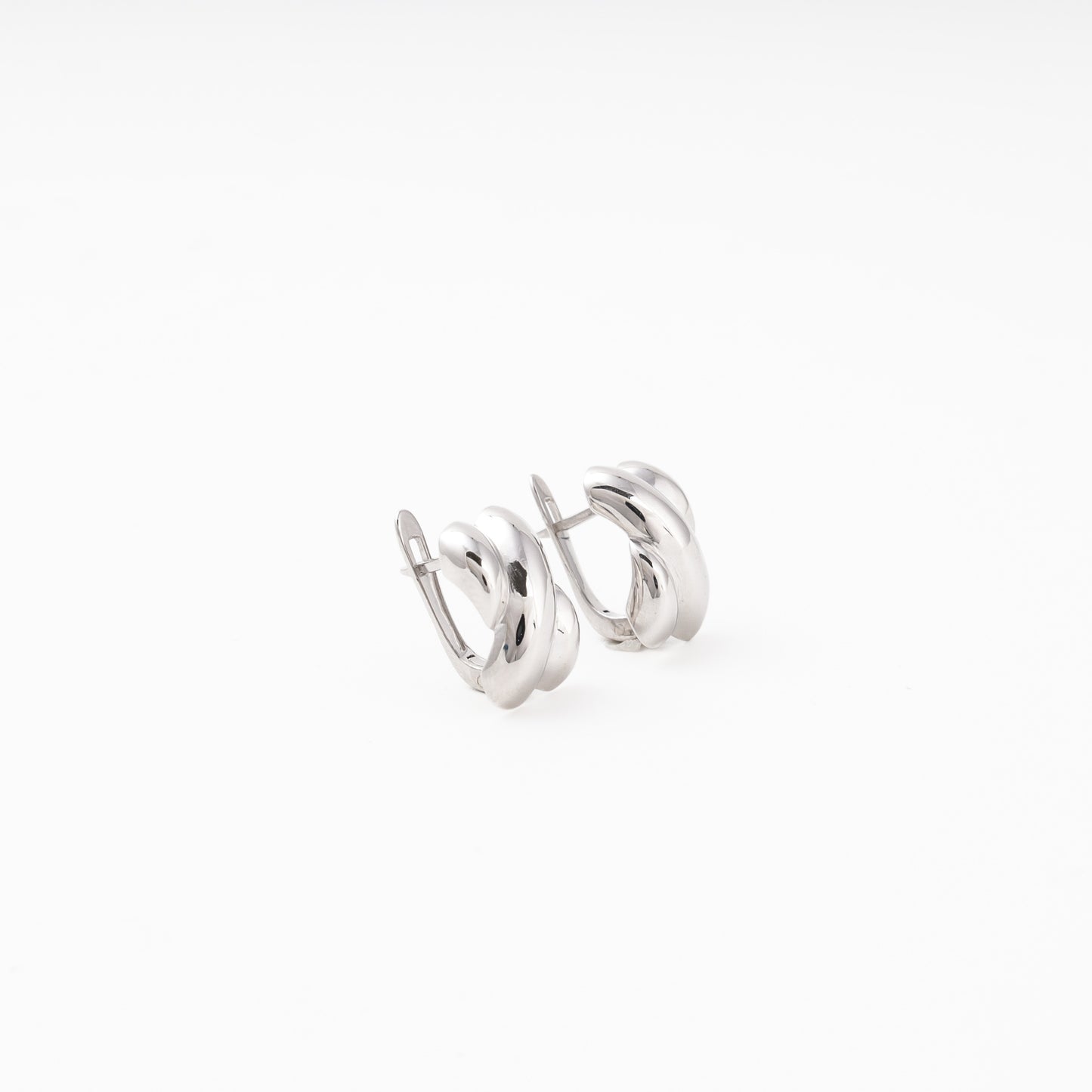 Silver 925 Chunky Oval Hoop Earrings Three-Ridge — Kabluchka