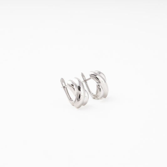 Silver 925 Chunky Oval Hoop Earrings Three-Ridge — Kabluchka