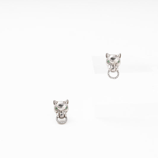 Silver 925 panther stud earrings front view - Kabluchka