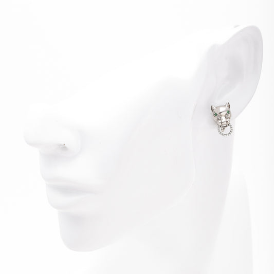 Silver 925 panther stud earrings side view - Kabluchka