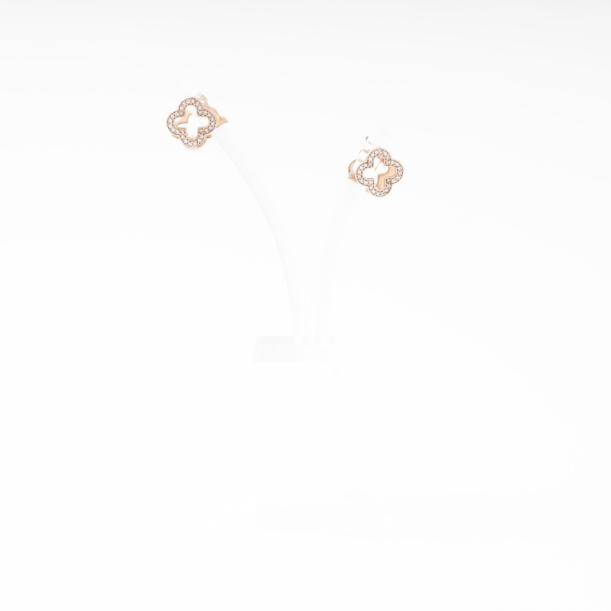 Rose Gold 585 14K Clover Earrings with CZ — Kabluchka