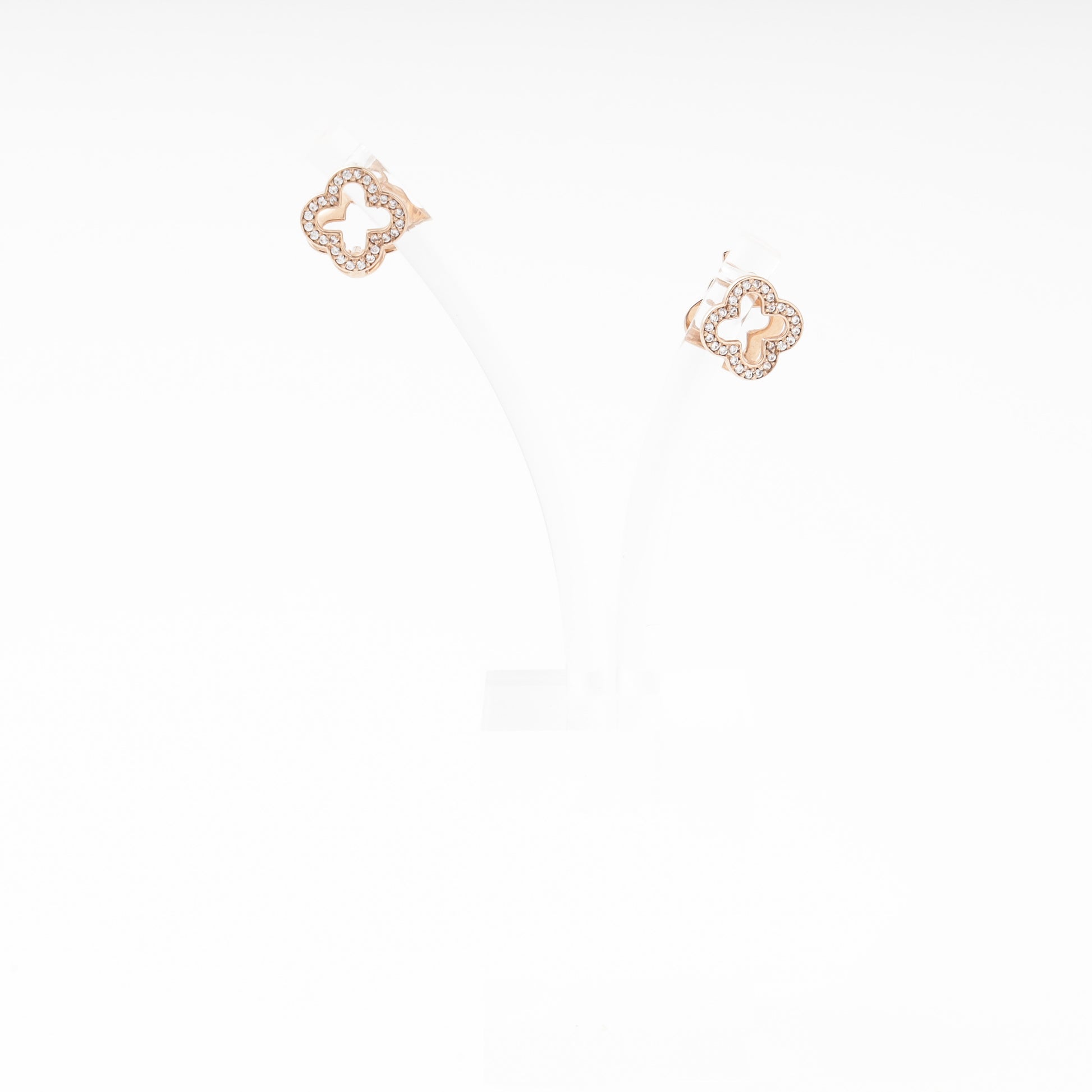 Rose Gold 585 14K Clover Earrings with CZ — Kabluchka