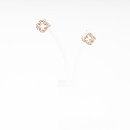 Rose Gold 585 14K Clover Earrings with CZ — Kabluchka