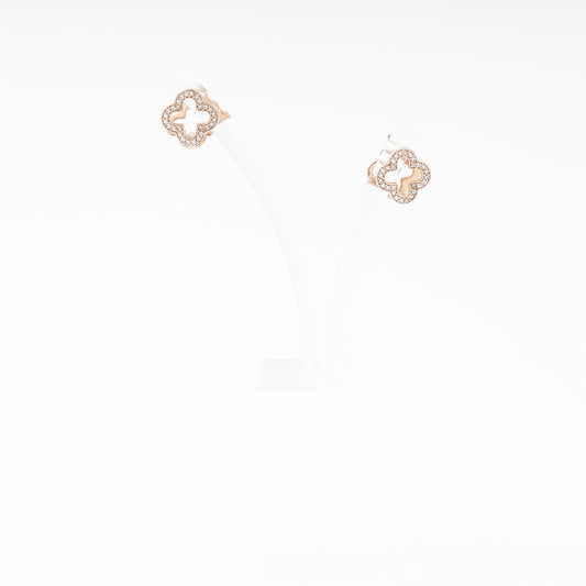 Rose Gold 585 14K Clover Earrings with CZ — Kabluchka