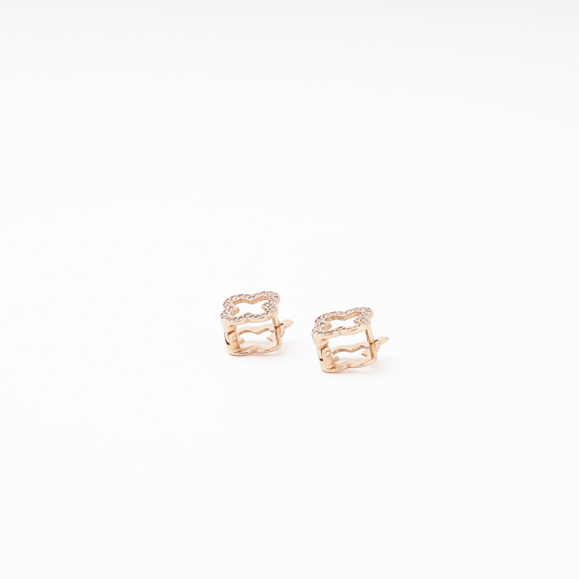 Rose Gold 585 14K Clover Earrings with CZ — Kabluchka