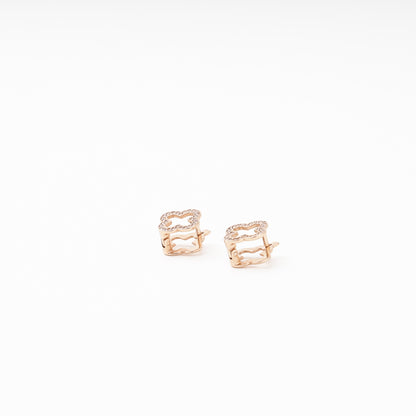 Rose Gold 585 14K Clover Earrings with CZ — Kabluchka