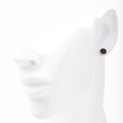 Rose Gold 585 14K Round Stud Earrings with Black Agate — Kabluchka