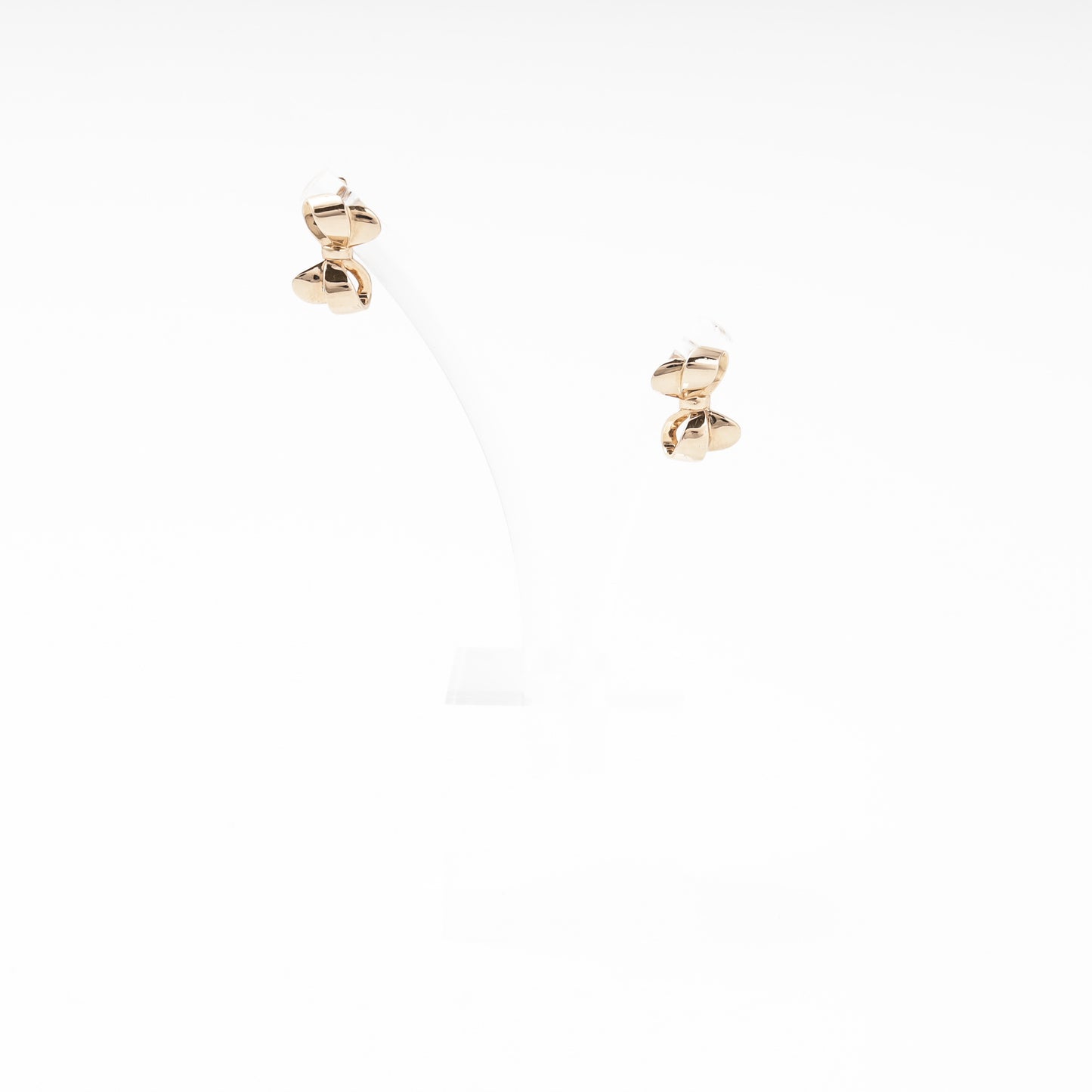 Rose Gold 585 14K Bow Earrings Plain Polished — Kabluchka
