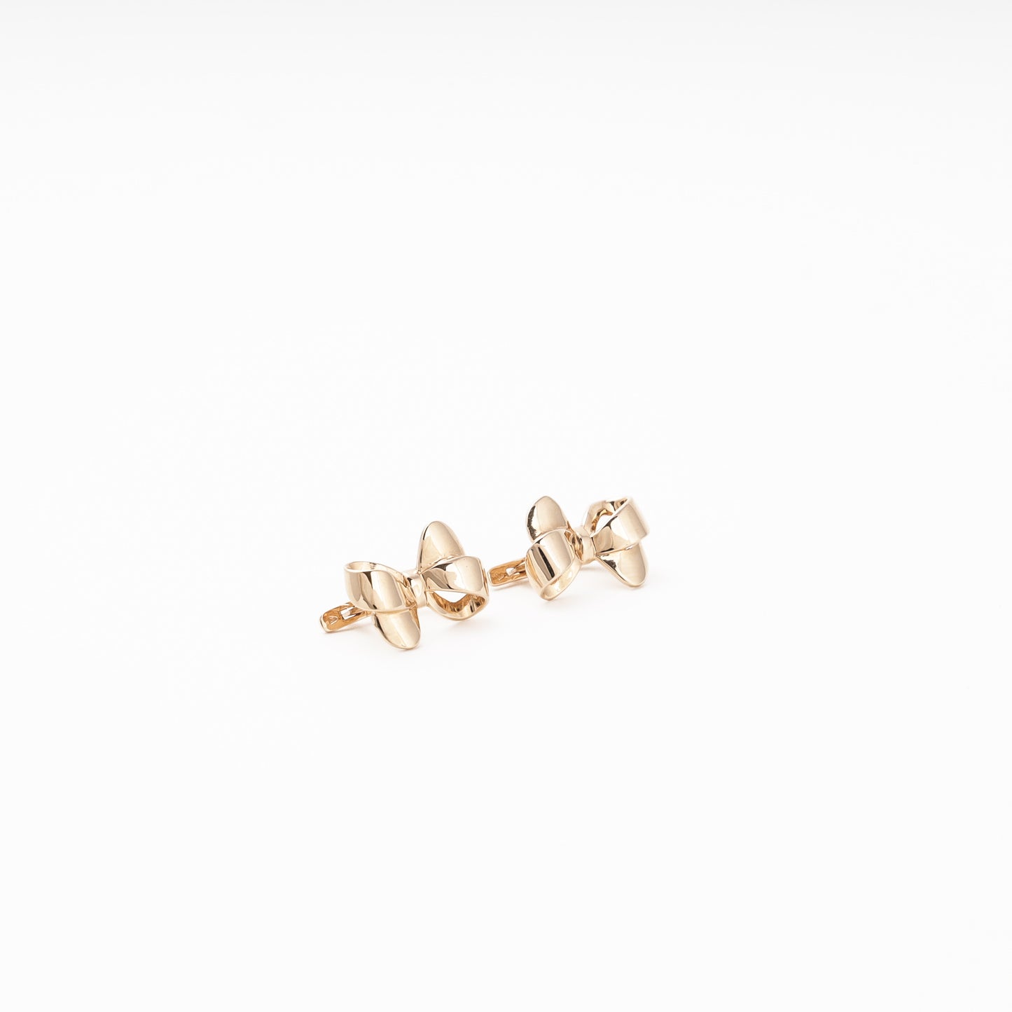 Rose Gold 585 14K Bow Earrings Plain Polished — Kabluchka