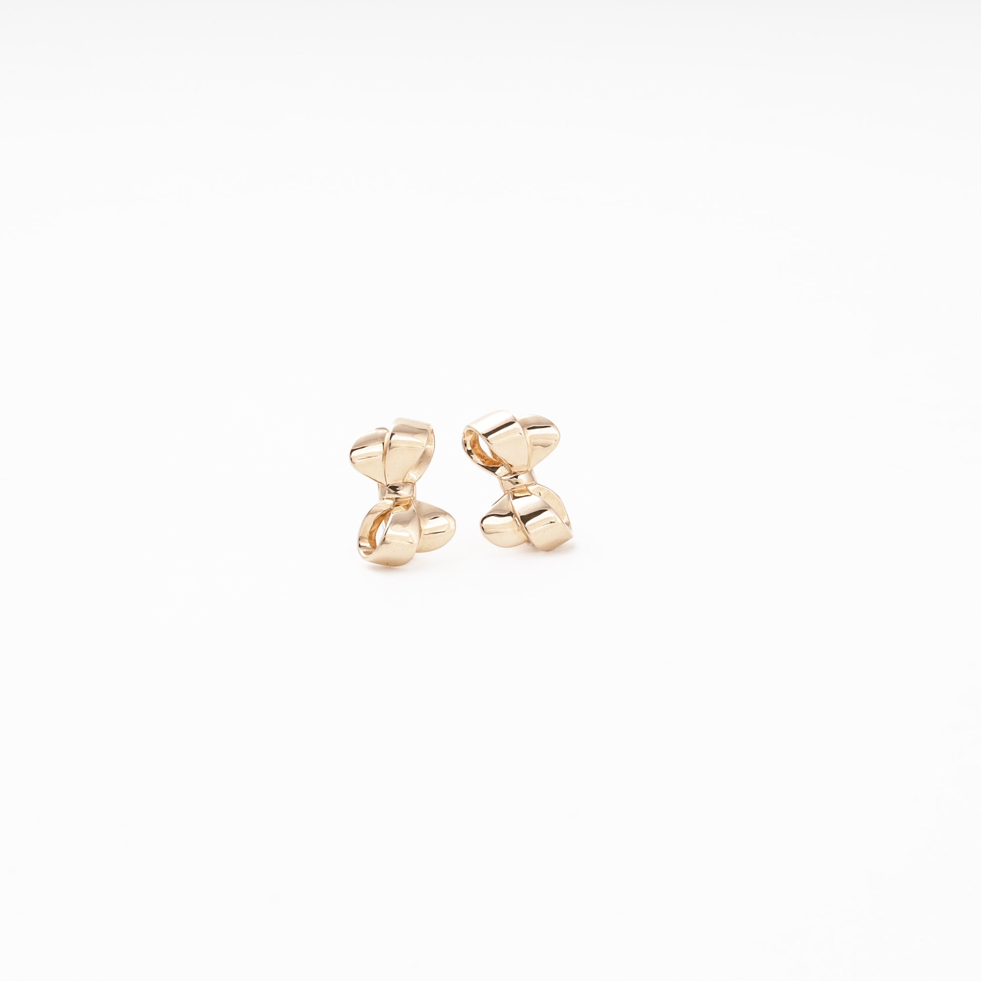 Rose Gold 585 14K Bow Earrings Plain Polished — Kabluchka