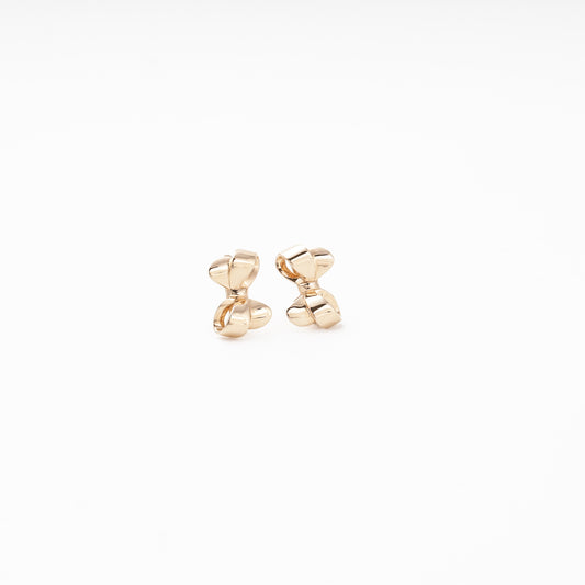 Rose Gold 585 14K Bow Earrings Plain Polished — Kabluchka