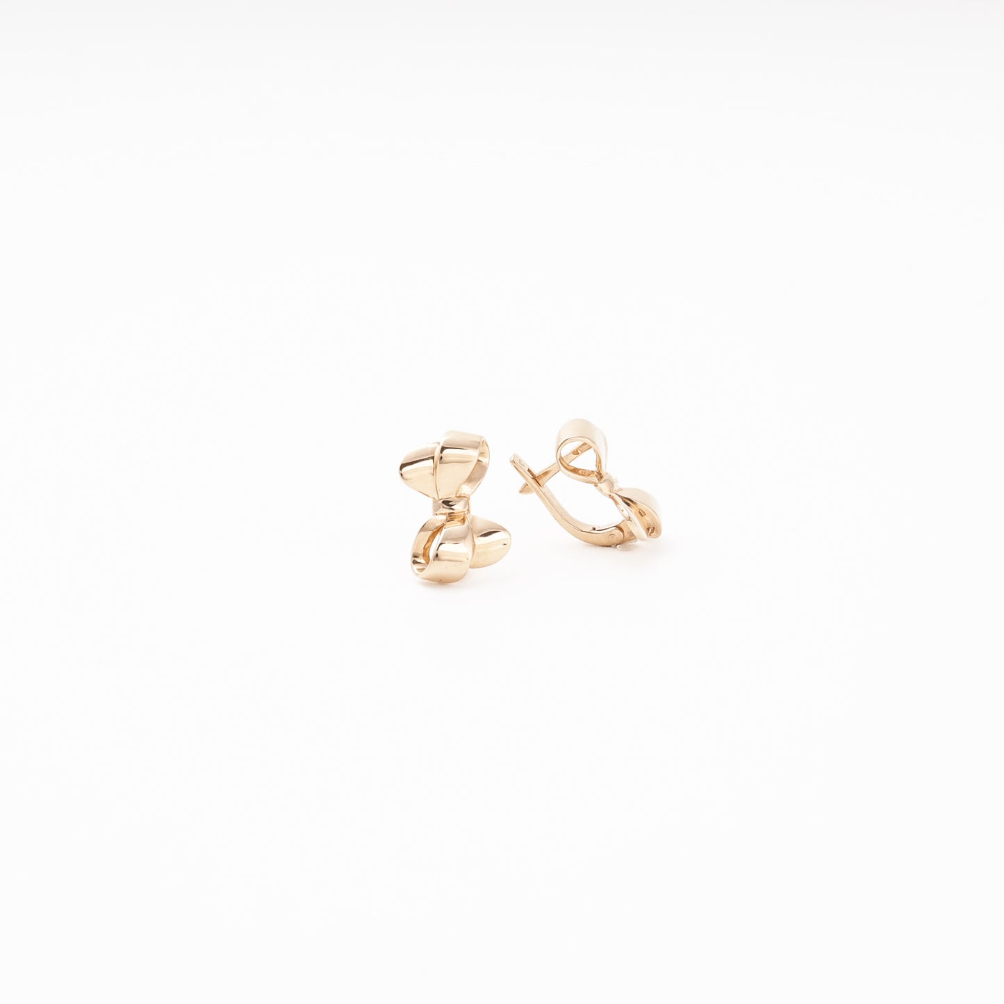 Rose Gold 585 14K Bow Earrings Plain Polished — Kabluchka