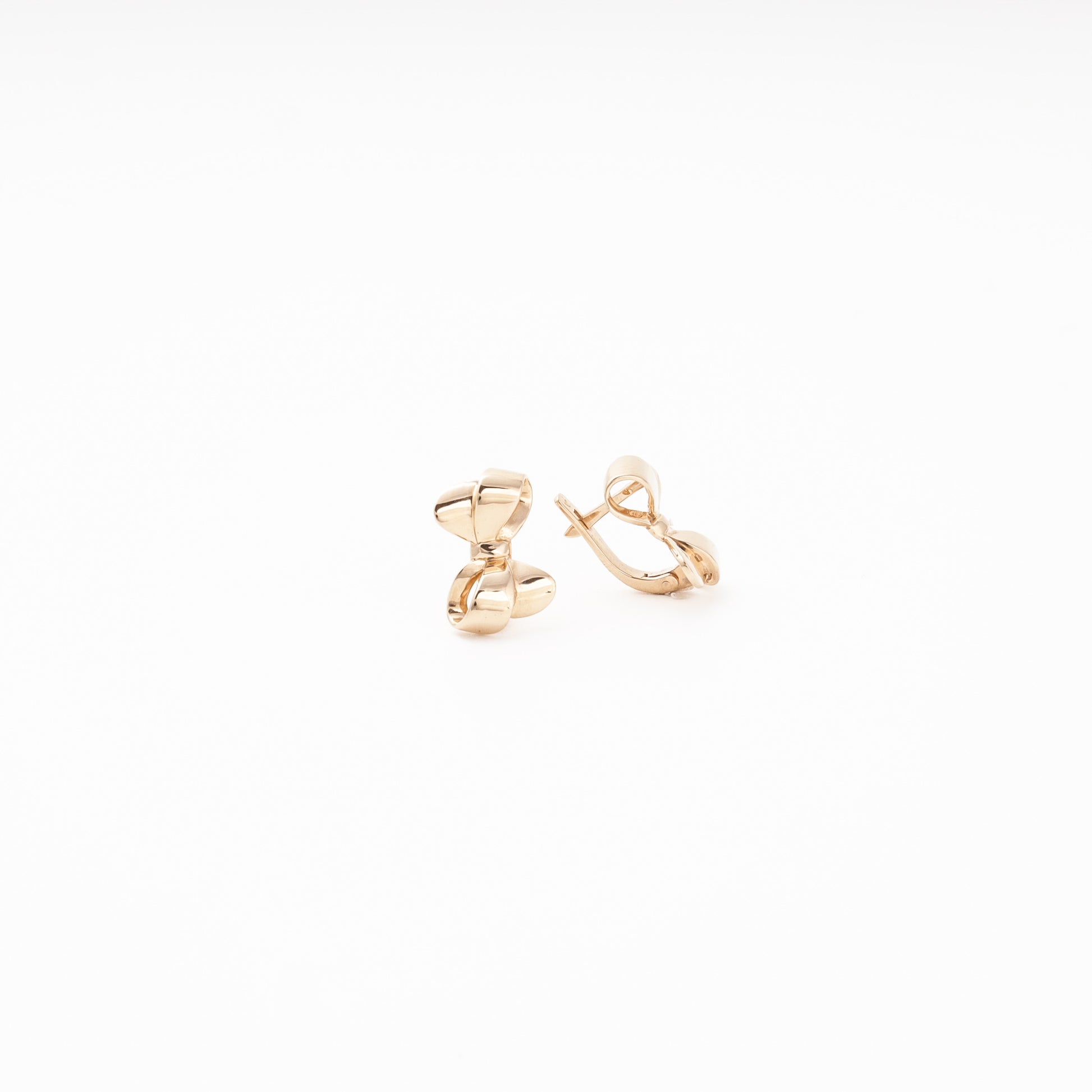 Rose Gold 585 14K Bow Earrings Plain Polished — Kabluchka