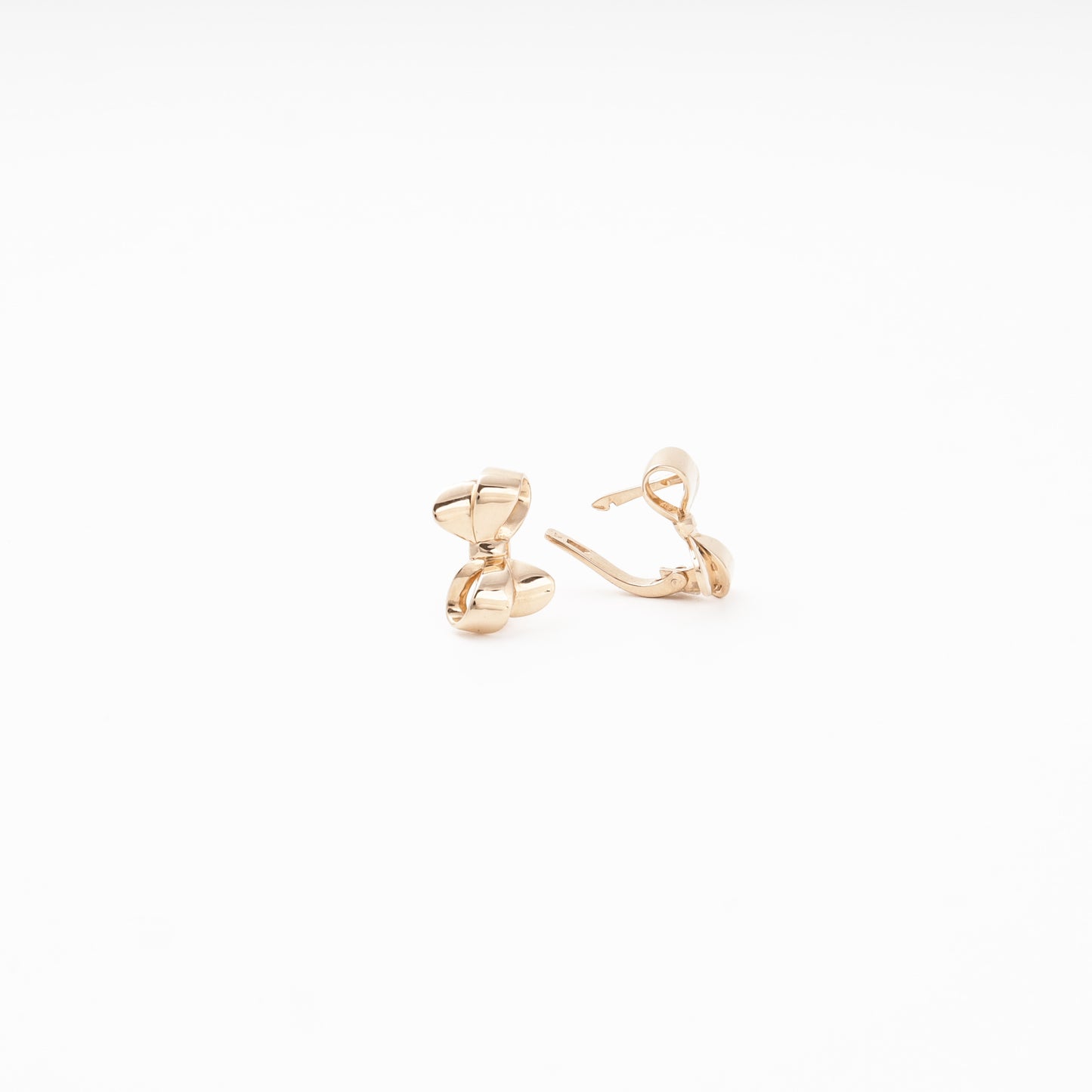 Rose Gold 585 14K Bow Earrings Plain Polished — Kabluchka