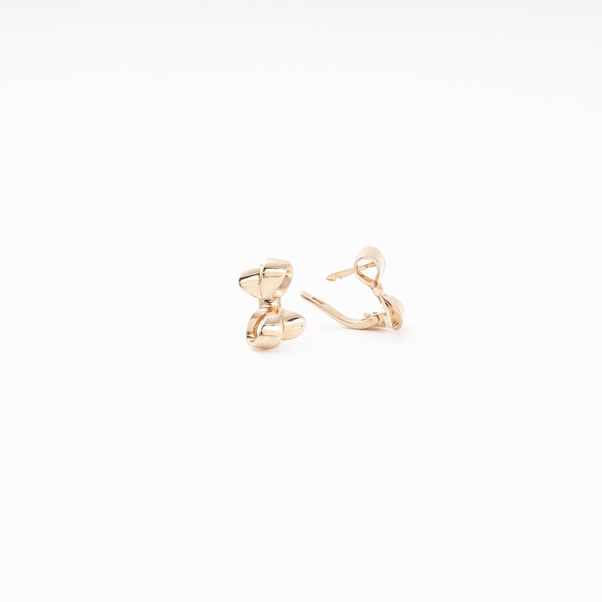 Rose Gold 585 14K Bow Earrings Plain Polished — Kabluchka