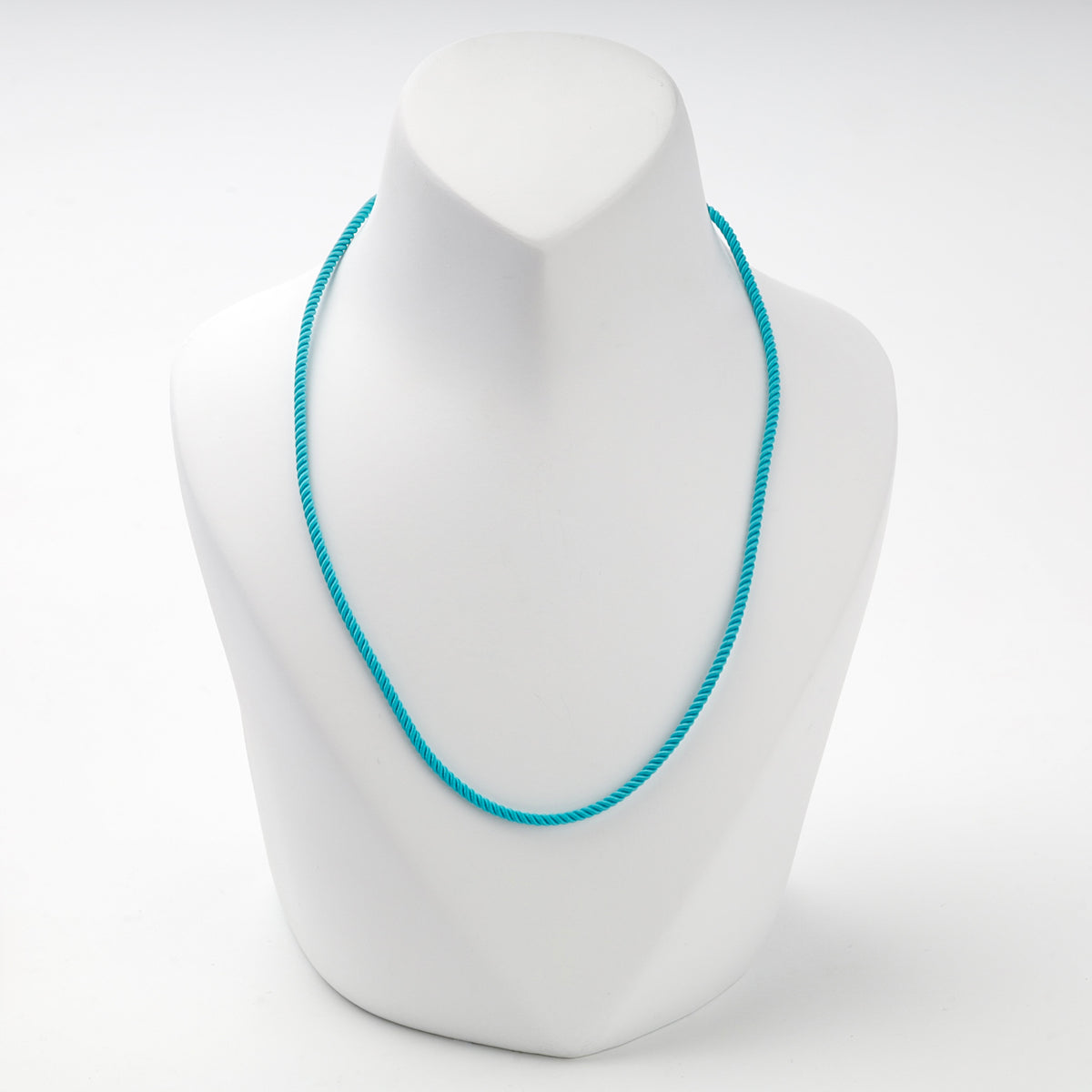 Turquoise blue braided silk cord necklace — Kabluchka