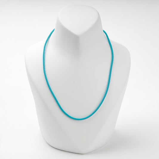 Turquoise blue braided silk cord necklace — Kabluchka