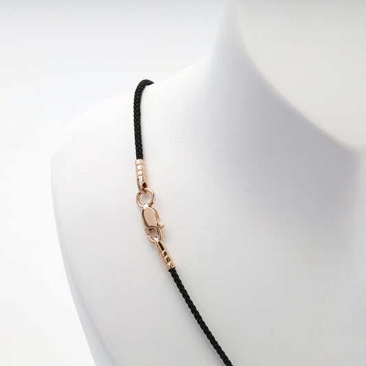 Rose gold 14K (585) lobster clasp on black silk cord — Kabluchka