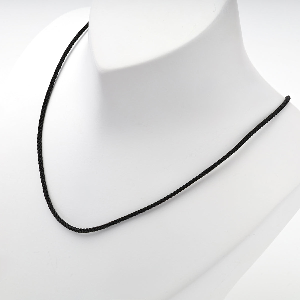 Black silk cord necklace front detail — Kabluchka