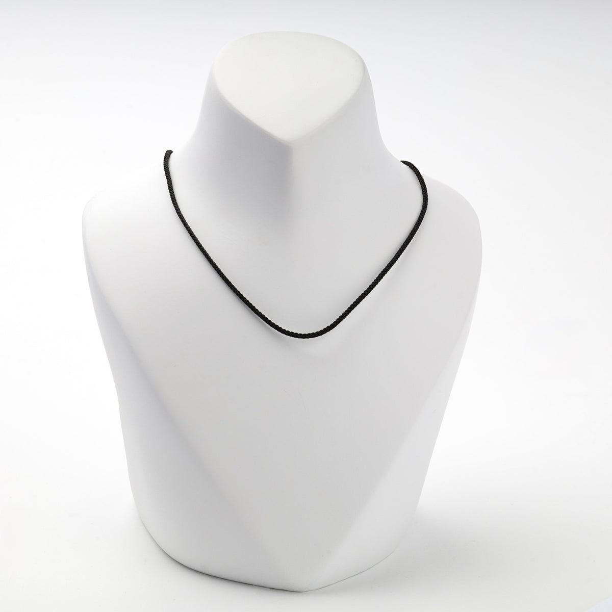 Black braided silk cord necklace with rose gold clasp — Kabluchka