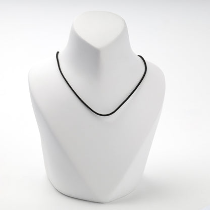Black braided silk cord necklace with rose gold clasp — Kabluchka