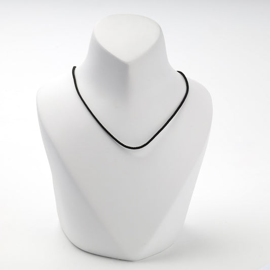 Black braided silk cord necklace with rose gold clasp — Kabluchka