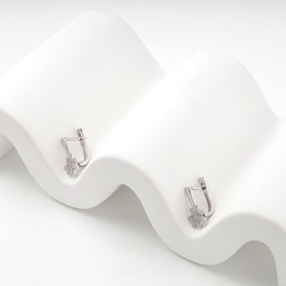 Silver 925 star kids earrings — back and English lock view — Kabluchka