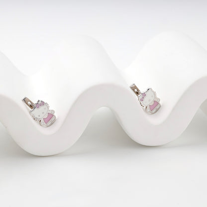 Silver 925 enamel figure earrings with English locks — Kabluchka