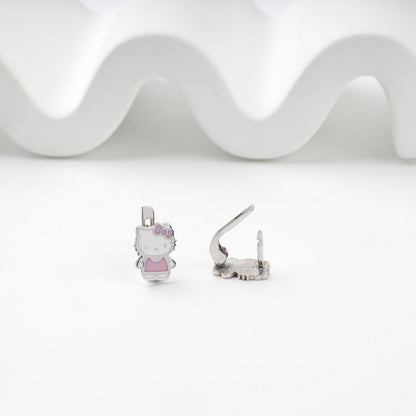 Silver 925 figure earrings with pink and white enamel — Kabluchka