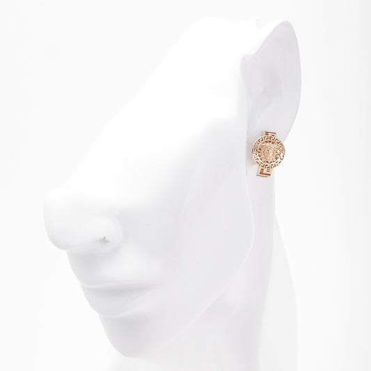 Rose gold 585 Medusa motif earrings side view - Kabluchka