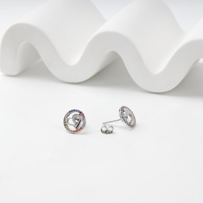 Silver 925 heart stud earrings with loose push-back fastening