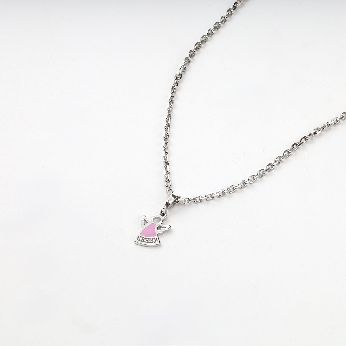 Silver 925 pink enamel angel pendant — view 5 — Kabluchka