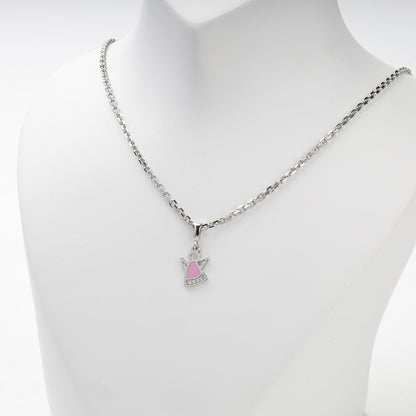 Silver 925 pink enamel angel pendant — view 4 — Kabluchka
