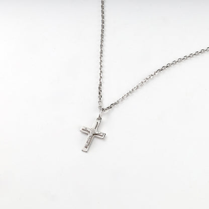 Silver 925 open-frame crucifix pendant, angled view