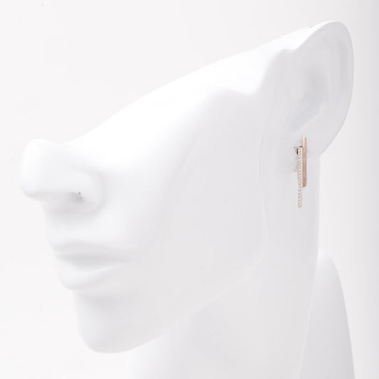 Silver 925 Two-Bar CZ Rose Gold Earrings flat lay — Kabluchka