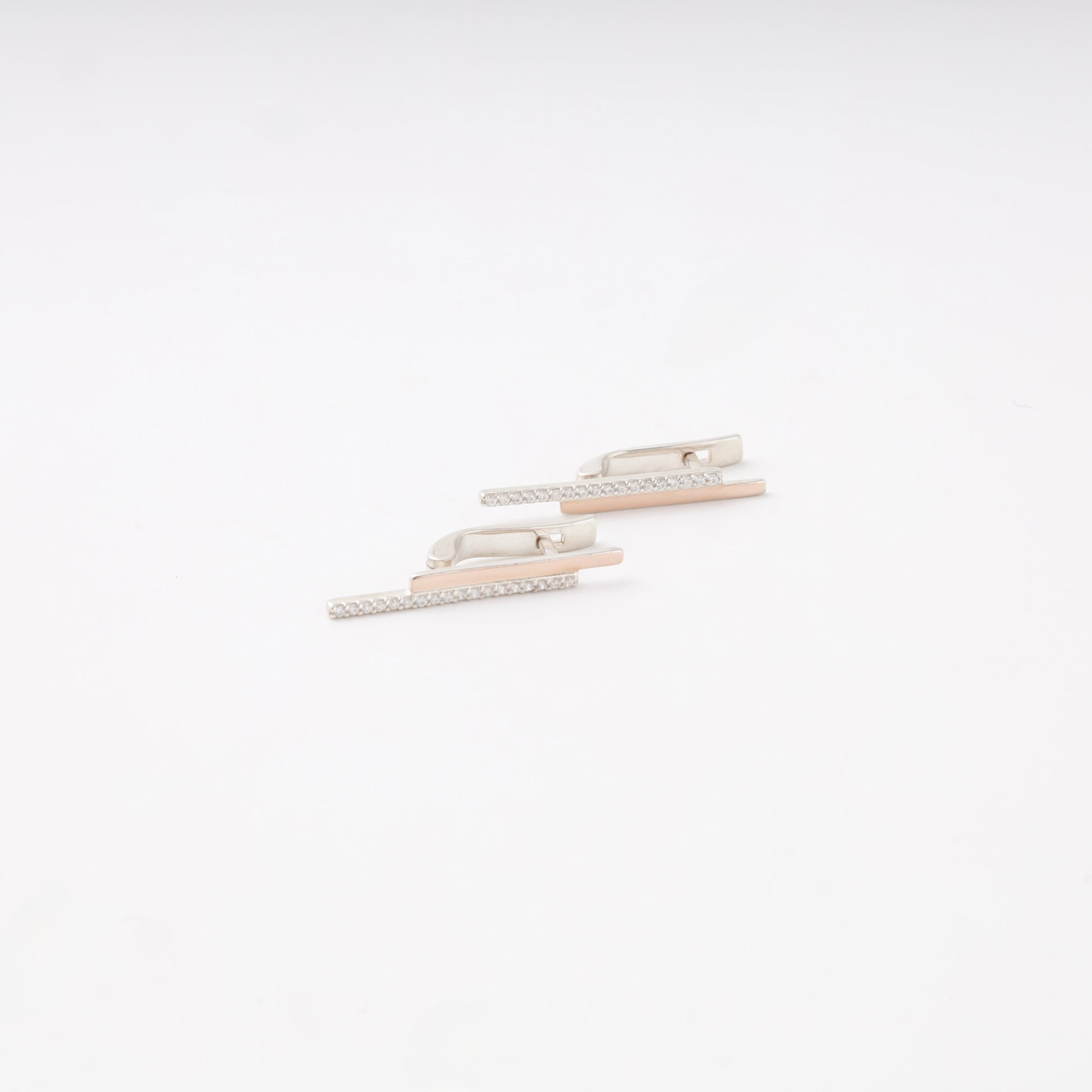 Silver 925 Two-Bar CZ Earrings detail view — Kabluchka