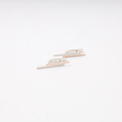 Silver 925 Two-Bar CZ Earrings detail view — Kabluchka