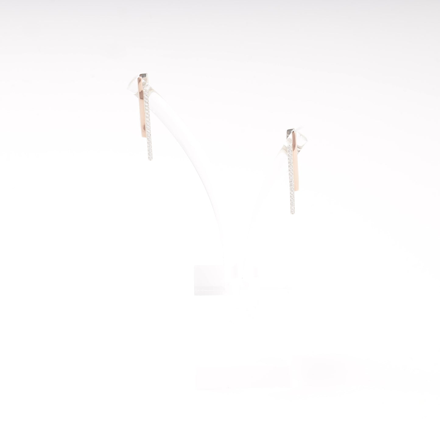 Silver 925 Two-Bar CZ Earrings angled view — Kabluchka