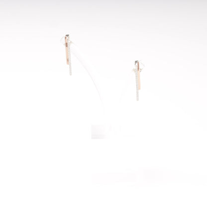 Silver 925 Two-Bar CZ Earrings angled view — Kabluchka