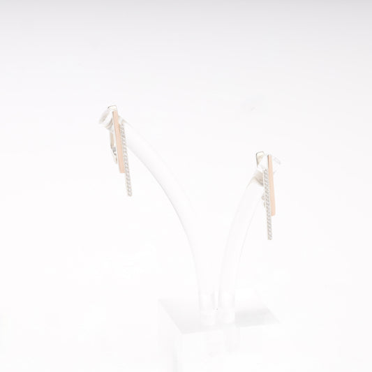 Silver 925 Two-Bar Drop Earrings CZ Rose Gold on display — Kabluchka