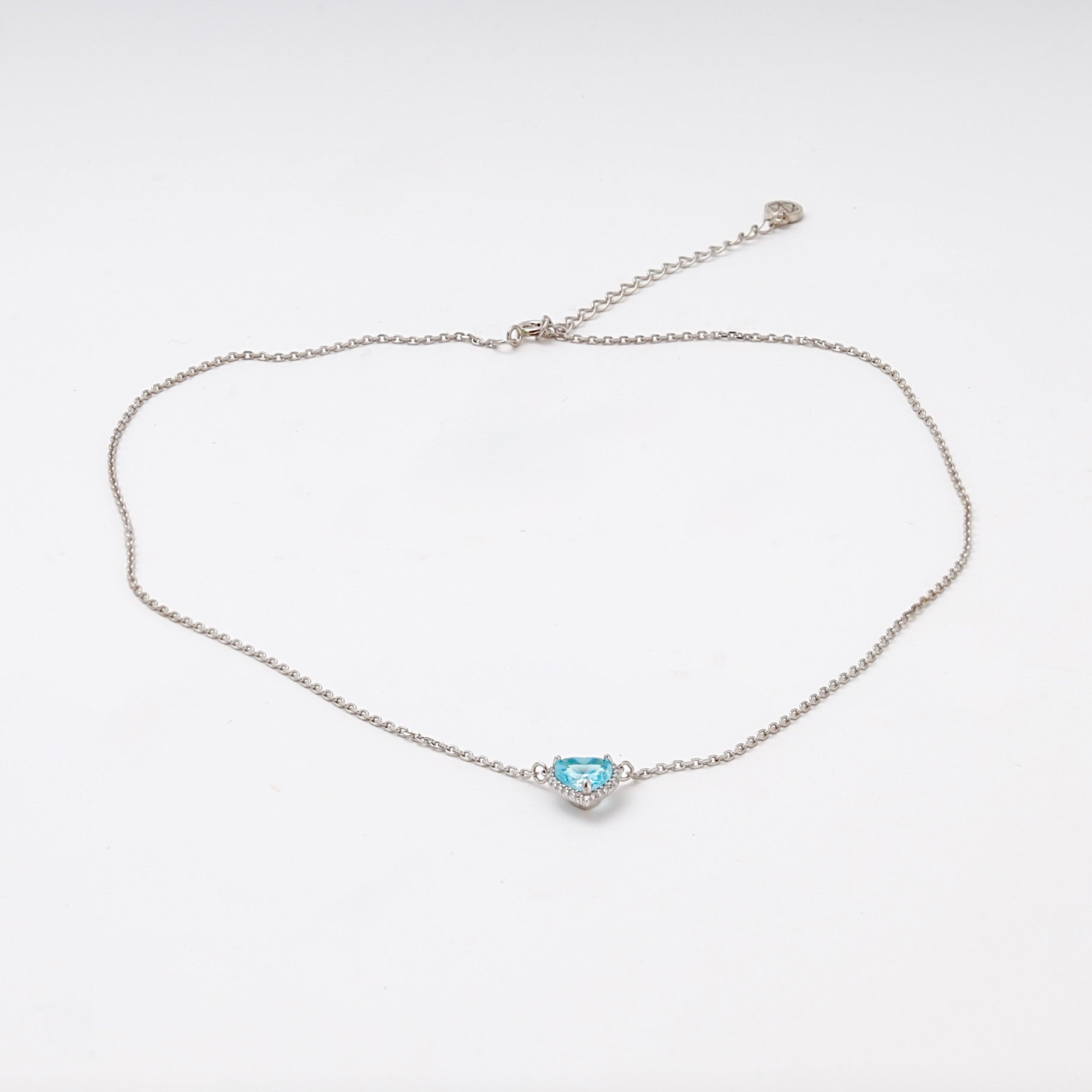 Silver 925 Blue Heart CZ Pendant Necklace detail — Kabluchka
